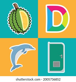 An alphabet for learning with three kinds of vocabulary examples.