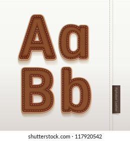 Alphabet Leather Skin Texture. vector illustration. More leather typeface style in my portfolio.