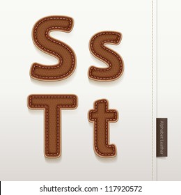 Alphabet Leather Skin Texture. vector illustration. More leather typeface style in my portfolio.