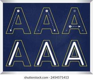 Alphabet Letter A: How to Write Alphabet Letters for Children, Teaching Writing ABC for Preschool	