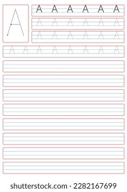 Alphabet Letter A. Tracing Worksheet. Alphabet letters tracing worksheet with all alphabet letters. A4 paper ready to print. svg