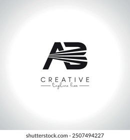 Alphabet Letter AB BA Modern Artistic Zebra Lines Logo Design. Initial Vector Template.