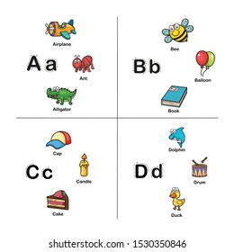 Alphabet Letter A-B-C-D  vector illustration