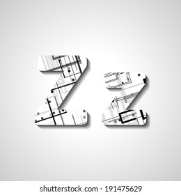 Alphabet letter, abstract vector illustration