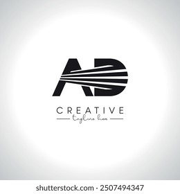 Alphabet Letter AD DA Modern Artistic Zebra Lines Logo Design. Initial Vector Template.