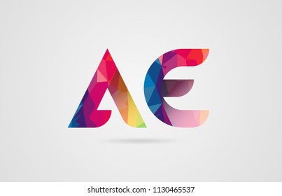 alphabet letter ae a e logo combination design with rainbow colors suitable for a company or business