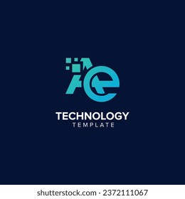 Alphabet Letter AE EA Technology Logo Design Pixel Element.