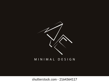 Alphabet letter AE logo design line art