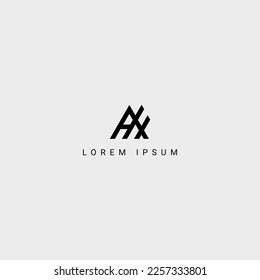 Alphabet letter AH HA logo icon design with black color white background vector element.