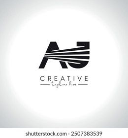 Alphabet Letter AJ JA Modern Artistic Zebra Lines Logo Design. Initial Vector Template.