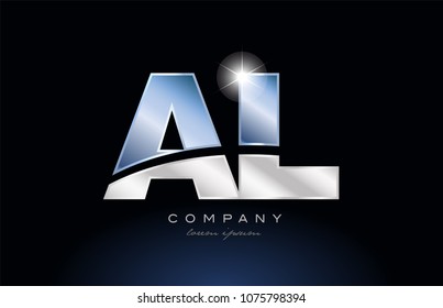 alphabet letter al a l logo design with metal blue color suitable for a company or business