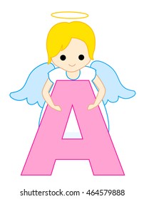 Alphabet letter A with an angel
