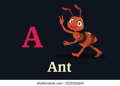 Alphabet with letter A for Ant