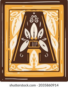 alphabet letter a antique design vector