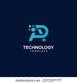 Alphabet Letter AP PA Technology Logo Design Pixel Element.