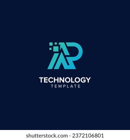 Alphabet Letter AR RA Technology Logo Design Pixel Element.