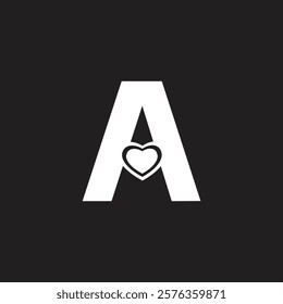 Alphabet letter A art line logo design with heart icon initial vector minimal awesome trendy professional logo design for all kinds of business template.