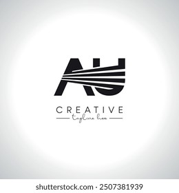 Alphabet Letter AU UA Modern Artistic Zebra Lines Logo Design. Initial Vector Template