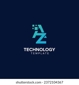 Alphabet Letter AZ ZA Technology Logo Design Pixel Element.