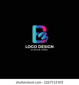 Letra alfabeta B con diseño de logotipo de forma abstracta