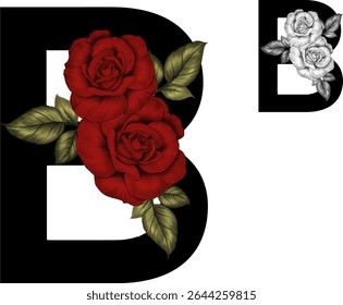 alphabet letter B with floral element series