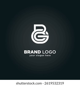 Alphabet Letter B and G Monogram Logo with Black Background.
