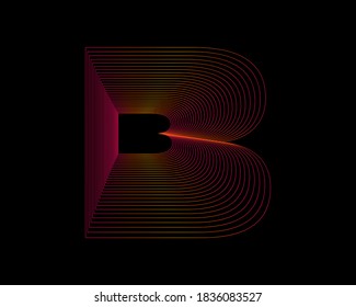 alphabet letter B with gradient line