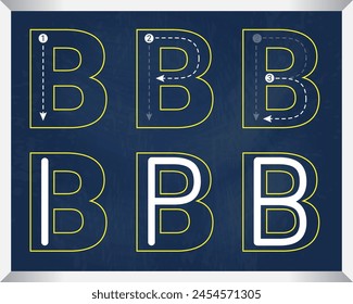 Letra alfabética B: Cómo escribir letras alfabéticas para niños, Enseñando a escribir ABC para preescolar	
