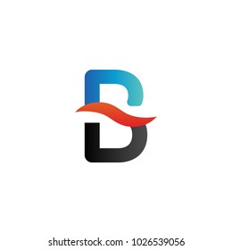 Alphabet letter b initial letter with orange wave logo icon template