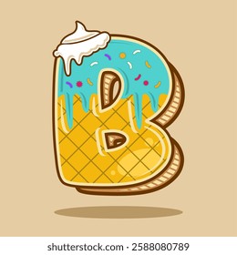Alphabet letter B shaped ice cream