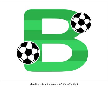 Alphabet Letter B with Soccer Ball Illustration