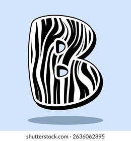 Alphabet letter B with zebra pattern