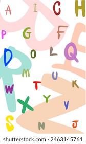 Alphabet letter background with cute colorful decorations