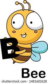 Alphabet Letter b-bee vector illustration