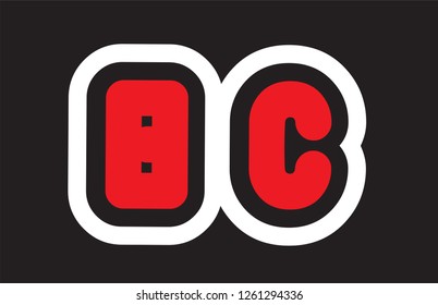alphabet letter bc b c logo combination design with black white red colors suitable for a company or business