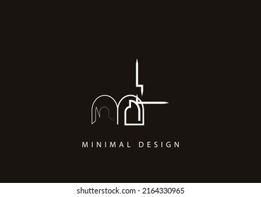 Alphabet letter BL logo design line art