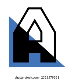 Letra alfabeta A con forma de triángulo azul como vectorial de fuente geométrica Ilustración