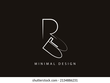Alphabet letter BR logo design line art