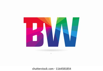 alphabet letter bw b w logo combination design with rainbow colors suitable for a company or business