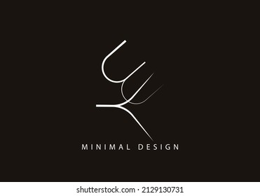 Alphabet letter BY logo design line art