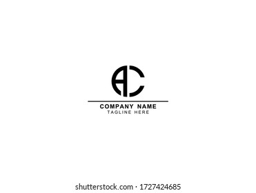 alphabet letter A , C and AC or CA minimal and negative space logo