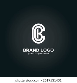 Alphabet Letter C and B Monogram Logo with Black Background.