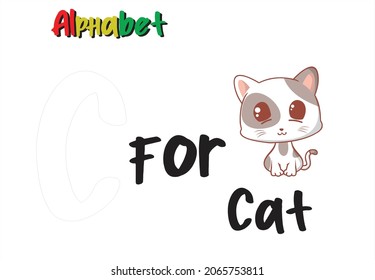 alphabet letter c with cat