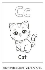 Alphabet Letter C Cat Coloring Page Stock Vector (Royalty Free ...