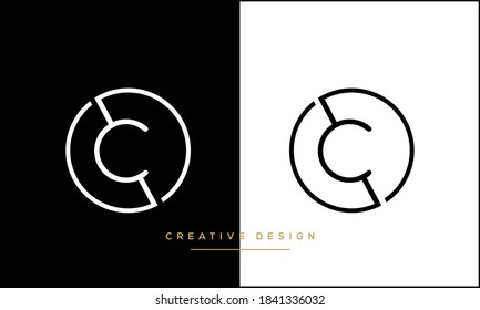 Alphabet Letter C, CC Logo Emblem Monogram
