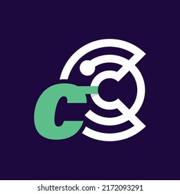 Alphabet letter C with crypto, token, digital, crypto design inspiration. premium vector