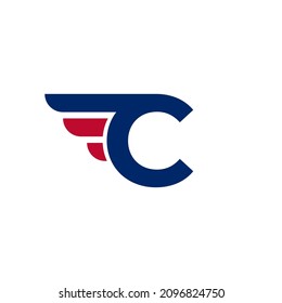 Alphabet Letter C with Fast Wings Logo Design Element on White background Vector Illustration