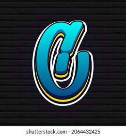 Alphabet letter C with graffiti style. Brick background. Vector illustration