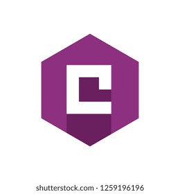 Alphabet Letter C, Initial Letter C Icon With Long Shadow, Flat Design Style