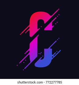 Alphabet letter C with liquid splash and drops, abstract colorful ink abc, stylized dynamic paint trail font. Vector